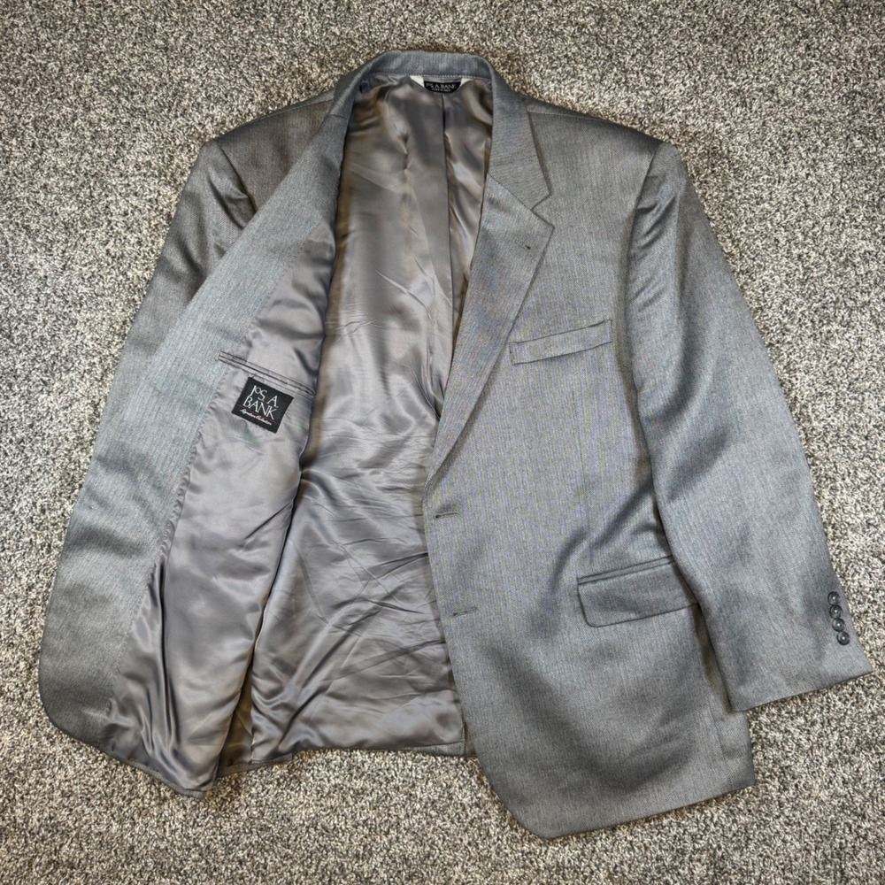 Jos. A. Bank Signature Sport Coat Mens 46S Gray Silk Camel Hair Herringbone